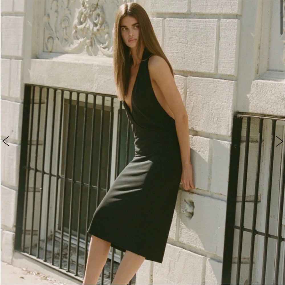 NWT With Jean Alexa Midi Dress Black Size L